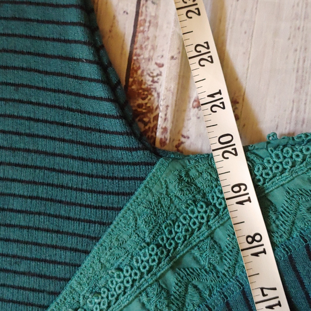 Soft Surroundings Teal Striped Sweatshirt Knit Top - Picture 8 of 9